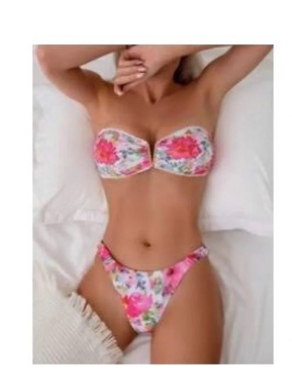SHEIN Bikini Bundle Size Medium 2 Sets Teal & Floral NWOT - Picture 3 of 3